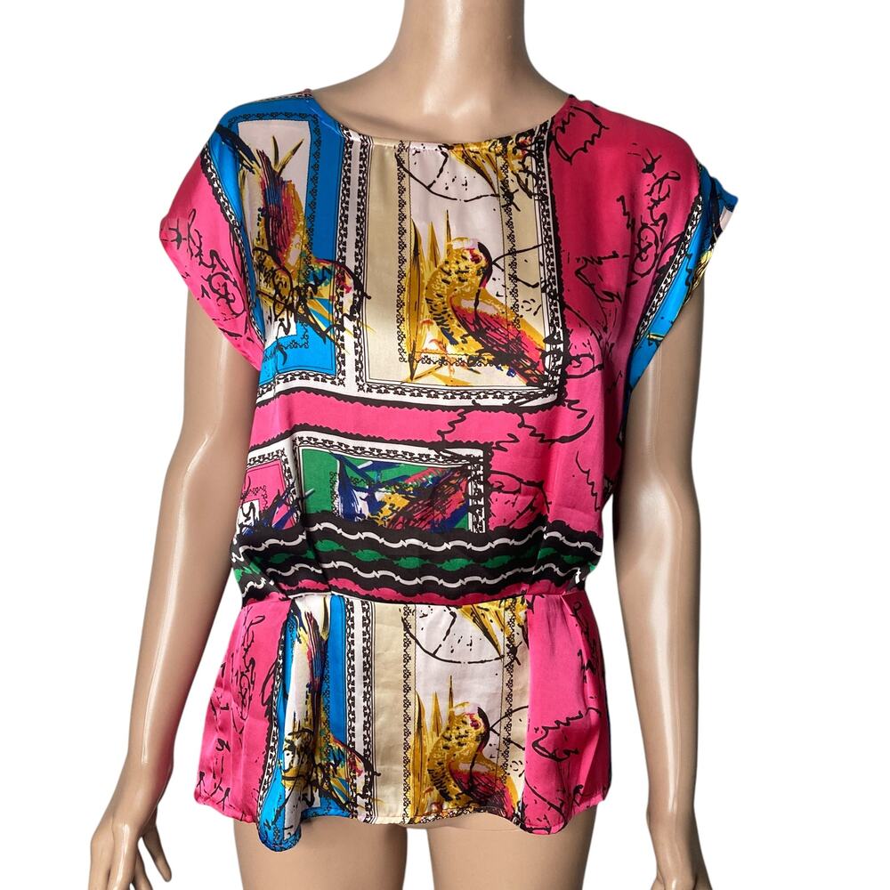 Wanko Blouse Womens 36 Medium Multicolored Lightweight Abstract
